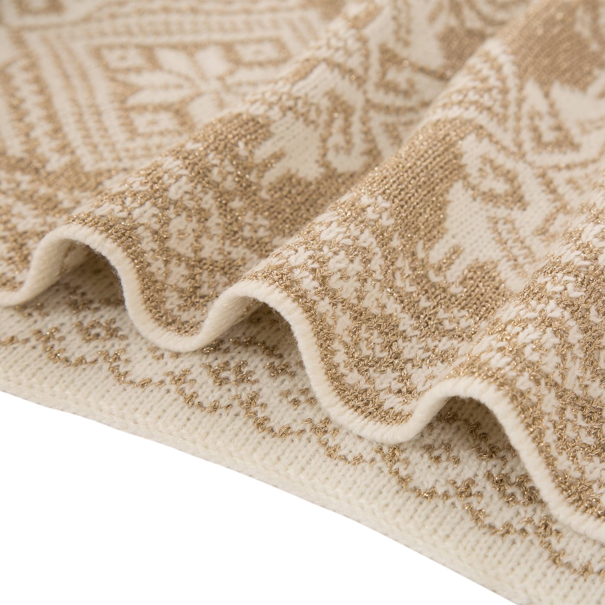 Glitzhome® White Knited Acrylic Throw Blanket with Tassels